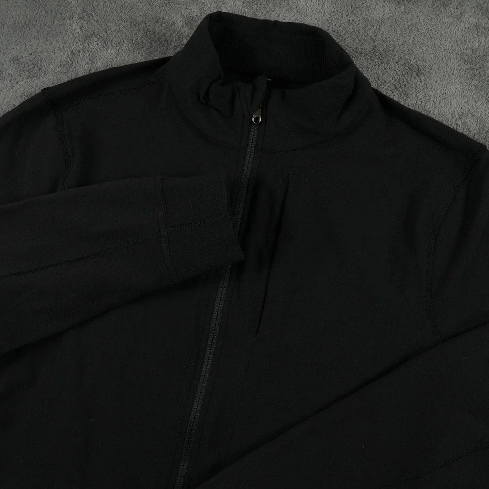 Lululemon PrePost Jacket Mens L‎ Black Mock Neck Performance Activewear Full Zip